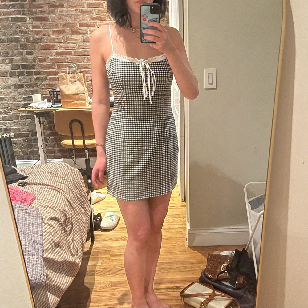 Black and White Gingham Slip Dress